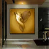 シルバーメタルフィギュア像壁アートキャンバスペインティングロマンチックな恋人の彫刻ポスター写真リビングルームの家の装飾プリントNO F186Z