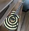 노란색과 검은 색 사용자 정의 기타 Zakk Wylde Lollipop 전기 기타 금 트 러스로드 커버 빠른 배송을 위해 재고가있는 재고 있음