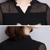 女性シフォンブラウス夏トップスファッションプラスサイズブラックシャツ長袖の服Blusas 60c 25 210508
