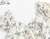 HSA European och American Summer Wind Women's Printed Short Slim Dress 390 210716