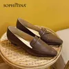 Sophitina Low-Heeled Retro Sapatos Mulheres Pequenas Square Toe Spring Sapatos Handmade Alta Qualidade Slip-On Verão Feminino Bombas AO608 210513