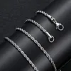 3mm de aço inoxidável torcido corda cadeia colares para homens mulheres ouro preto hip hop titanium aço gargantilha festa de festa de moda