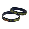 100 Stück Strike First Strike Hard No Mercy Silikonkautschuk-Armband, klassische Dekoration, Logo, Erwachsenengröße, Schwarz9327275