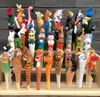 Creative Carved wooden animal pen craft Hand-painted pen Cartoon shape wood ballpoint pens ooffice student art