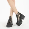 BONJOMARISA NEW ARIVALS Платформа Colulsy Gladiator Женщины Сандалии Вырез на молнии Гот Модные Модные Панк Повседневная Женская Обувь
