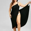 Noir Wrap Sarong Robe De Plage Vacances Beachwear Femmes Robe D'été Plage Sexy Robe Casual Dos Nu Plus La Taille Vestidos 5XL 210507