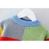 Autumn Winter Baby Boys Girls Kids Contrast Color Joint Sweater Long Sleeve Knitted s 210521