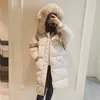 겨울 여성용 코튼 자켓 코트 후드 따뜻한 대형 모피 칼라 긴 스노우 파카 여성 두꺼운 겉옷 210423