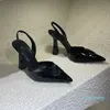 Designer- women Sandals party fashion leather Dance shoe sexy heels 9.5cm Lady wedding Pointed Toe Metal Ladies Head High Heel Dress Pumps