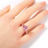 Hip Hop Iced Out Rose Zircon Pierre Anneaux Charme Amour Coeur Forme Anneaux De Mariage pour Femmes Bling Bijoux Cadeau