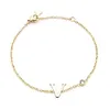 Set di gioielli di moda Europa America Lady Womens Oro Argento-colore Metallo V Iniziali con catena a diamante singolo Bracciale Q93240o