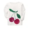 cherry Children T-shirts girls Tee Shirts Kids Sweatshirts Long Sleeve Girl clothes tops white blouses 210413