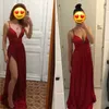 Vestido de festa sensual com decote em v, roupá de cetim vermelha sem mangas com abertura nas costas vestidos de festa