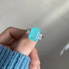 Blue Paraiba Tourmaline Promise Ring Emerald Cut CZ Sterling Sliver Jewelry for Women297T8281359