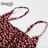 V-Ausschnitt Spaghettiträger Krawatte Taille Wickelkleider Damen Sommer Strandstil Boho Print ärmelloses Rüschensaum Cami Kleid 210510