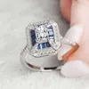 Wedding 14K Gold Jewelry Square Sapphire Ring for Women Peridot Anillos blue topaz Gemstone Bizuteria Diamond Jewelry Rings9034683