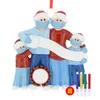 Quarentena Família de 3/4/5/6 com Máscaras Faciais Resina Papai Noel Enfeite de Natal Faça Você Mesmo Árvore de Natal Pingente Decorações de Festa Brinquedos de Desenho Animado GGE1717