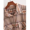 Automne Hiver Contraste ColorPlaid Manteau de laine Lâche Casual Épaissi Chaud Femmes Long Manteau de laine avec ceinture 210604