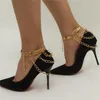 Anklets Multi Layer Tassel Metal Simple Aluminum Snake Shoe Chain Women Gold High Heel Decoration Foot Ornaments Accessories Comfort