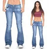 Höst Svart Flared Jeans Kvinnor Casual Vintage Skinny Låg Midja Bell Bottom Mom Jeans Koreanska Slim Denim Trousers Y2K Pants