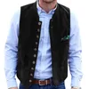 Herenvesten Pak Vest Koffie Suede Zwart met een Breaded Slim Fit Waistcoat Casual Formele mannen Kleding Steampunk Kare22