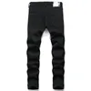 Men's Jeans Young European And American Regular Fit Denim Stretch Print Trend Black Trousers