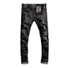 Jeans da uomo alla moda in stile italiano Pantaloni di jeans strappati slim fit elastici retrò neri grigi di alta qualità Pantaloni firmati vintage