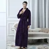Men's Sleepwear Black Robe Kimono Bath Male Long Sleeve Warm Dressing Gown Herren Schlafanzug Winter Extra Flannel Bathrobe 2021
