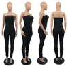 Kvinnor Bröst Wrapped Jumpsuits Casual Solid Färg Sexiga Rompers Svart Lång Byxor Bodysuit Elegant Casual Jogging Nightclub Kläder