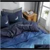 Benodigdheden Textiel Thuis Tuin Drop Levering 2021 Sterren Night Sky Beddengoed Sets Moon en Ster Patroon Gradiënt Kleur Dekbed ER SET LAD