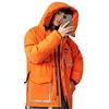 Fashion Cargo Inverno Homens Branco Duck Down Jacket Casal Casal Com Capuz Anorak Anorak Multi-Pocket Waterproof revestimento casaco para macho 211104