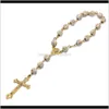 Beaded, Strands Bracelets Jewelry Drop Delivery 2021 Car Hanging Rosary Plastic Bronzing Cross Bracelet Dsjqw