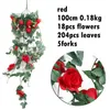 Couronnes de fleurs décoratives plante artificielle Rose vigne en soie décoration de la maison accessoires chambre bureau scène Mariage panier suspendu De