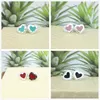 Stud Mrs Sterling Silver European And American Classic Heartshaped Rivets Black Pink Blue Enamel Earrings Women Adorn Article7210219