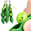 300pcs Pea Fidget Toys avec emballage au détail 7 * 2cm Party Favor Squeeze Straps Extrusion Décompression Bean Keychains Pois Soybean Fidget-Toy Phone Charms Kids Gift