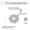 Outros 10pcs 14g 316l Aço de aço Ring Ring Navel Piercing Barbell CZ Stone Body Jewelry