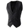 Striped Suit Vest Mens Casual Formal Dress Business Groomman For Wedding Party Work Vests Men Slim Male Waistcoat Gilet Homme 210524