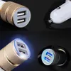 LED 5V 2.1A Dual USB Snelle autolader Metalen alumiumlegering Adapter voor iPhone Samsung Galaxy Tablet