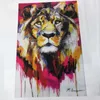 Adesivos de Parede Lions Abstract Pinturas a Óleo Modernos Animais coloridos Pôsteres e impressões Arte