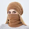Berretto lavorato a maglia da donna Cappelli invernali foderati in pile solido spesso per donna Uomo Berretti da sci caldi unisex con sciarpa
