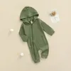 Automne nouveau-né bébé barboteuse vêtements chauds enfants garçon fille coton tricoté côtelé combinaison Oblique fermeture éclair solide vêtements tenue