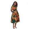 女性のプリントドレス腰のベルトのアフリカのファッションの女性のシャツのドレスプラスサイズの女性210416