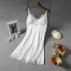 Sommar Simple Clothes Cool Women's Thin Oil Gloss Cloth Home Lace Sexig Nightdress 211202