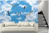 Papel de parede personalizado 3D Zenith Mural Moda Moderna Céu azul Nuvens Branco Nuvens Sunshine Gaivota Teto Fresco Fundo Parede Decoração Home