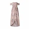 QNPQYX 5XL Long Boho Dress Sexy Strapless Elastic Print Beach Dress New Summer Plus Size Women Clothing Irregular Ball Gown Dress3001