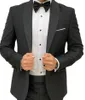 Abiti da uomo Blazer Business Nero Scialle Risvolto Singolo Bottone Uomo Custom Made Terno Masculino Smoking Sposo Matrimonio Prom Blazer 2 Pz Slim F