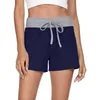 Sommar patchwork färg dragsko mini shorts för kvinnor plus storlek casual lösa feminino streetwear beach shorts 210608