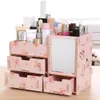 Wooden Storage Box With Mirror 26.5x14.5x19CM Jewelry Container Makeup Organizer Case Handmade DIY Assembly Cosmetic Organizer Wood