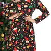 Noel Kadın Elbise Moda O Boyun Uzun Kollu Elk Ayı Baskı Yıl Parti Tatil Gevşek Bayanlar ES 210526