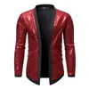 Красные блестки Blazer Men Slim Fit DJ NightClub Prom Mens вечеринка свадьба смокинг костюм куртка, одежда для певцов мужские костюмы Blazers